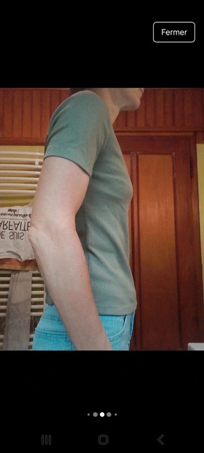 T-shirt femme vert kaki ajouré au dos Cache Cache - photo numéro 6