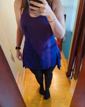 Joli débardeur long violet Kiabi walk and talk taille xl