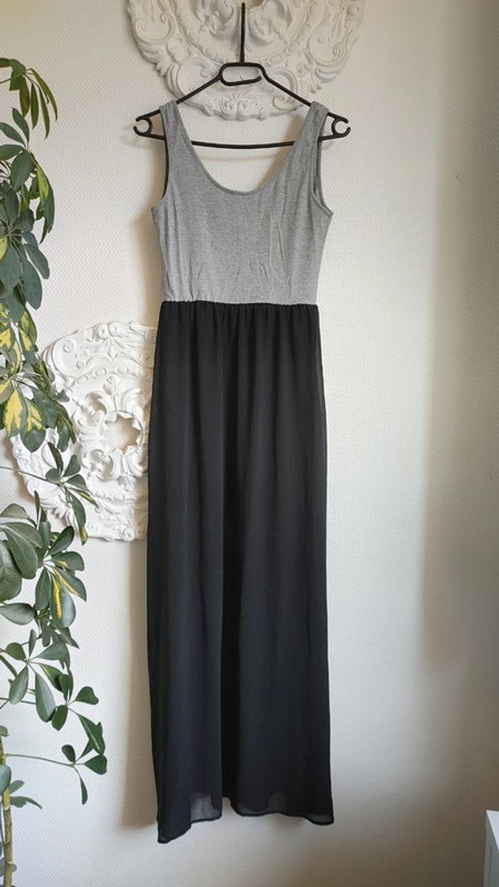 Robe sans manche longue bicolore fluide - photo numéro 3