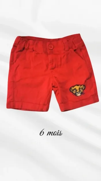 Short rouge 6 mois simba roi lion