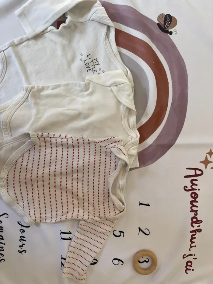 Lot de 3 bodies manches longues - 3 mois - Fille - photo numéro 3