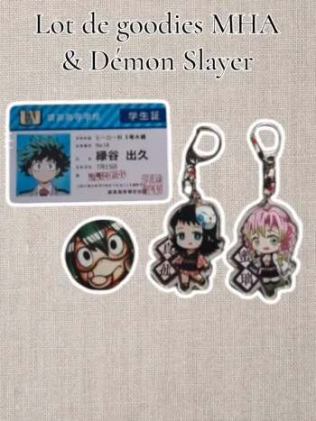 Lot de goodies My Hero Acadamia et Démon Slayer