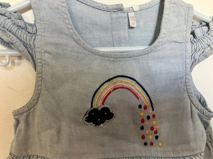 Jolie robe bleue claire en coton motif arc-en-ciel 24 mois Orchestra - photo numéro 4