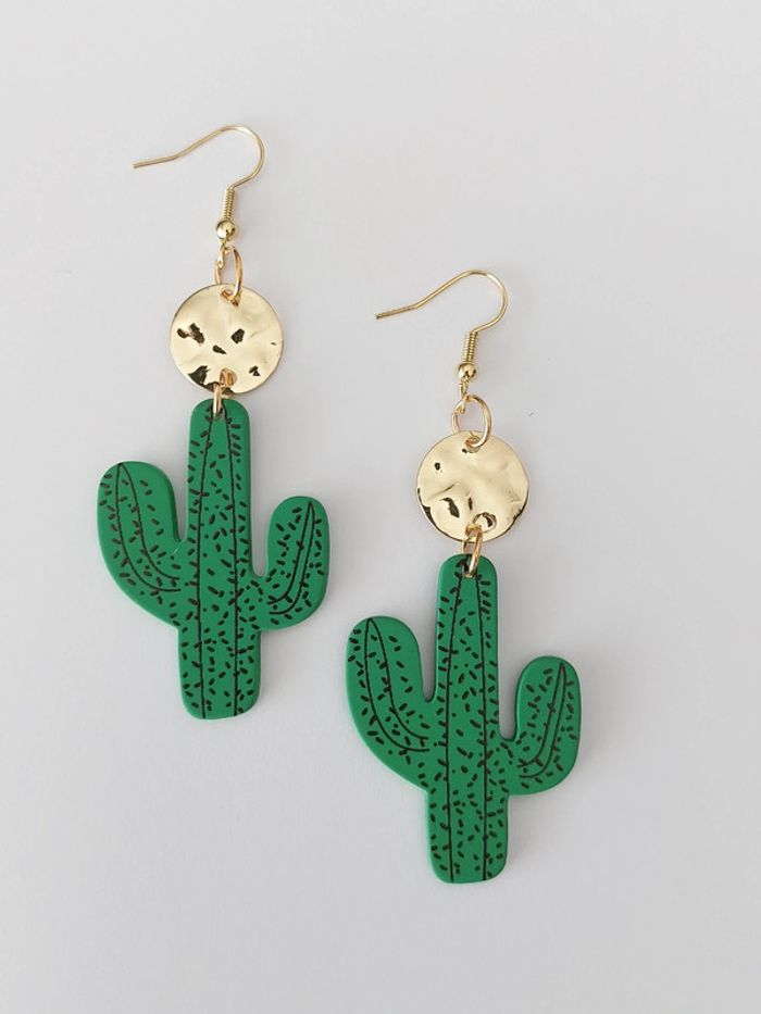 Boucles d'oreilles cactus - acier inoxydable - tendance bohème 🌵 - photo numéro 4