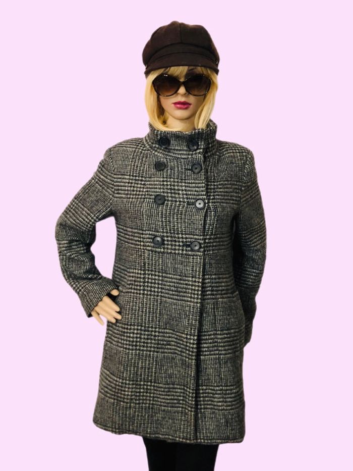 🖤Joli manteau à carreaux en laine alpaga Zara vintage 2000 Y2K wool alpaca coat🩶 - photo numéro 4