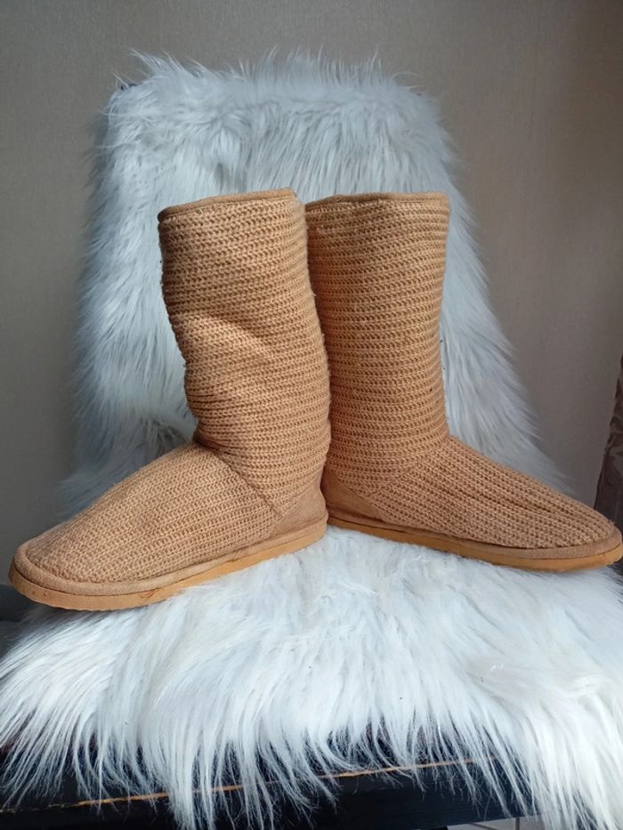 Bottes fourrées en tricot Camel clair P38 - photo numéro 6
