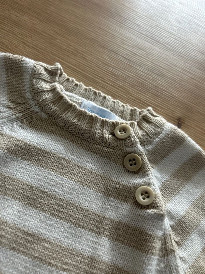 Pull marinière beige et blanc TEX - photo numéro 3