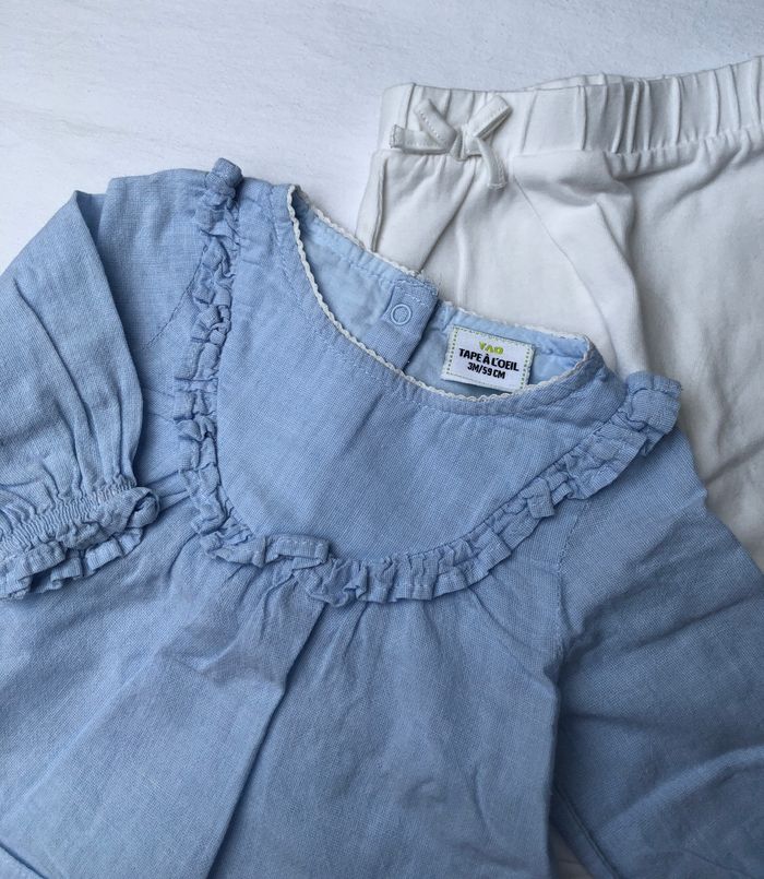 Ensemble blouse TAO + pantalon Vertbaudet 3 mois - photo numéro 2