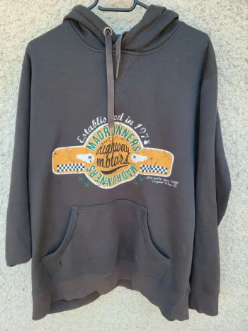 Sweat à capuche vintage imprimé grunge motard