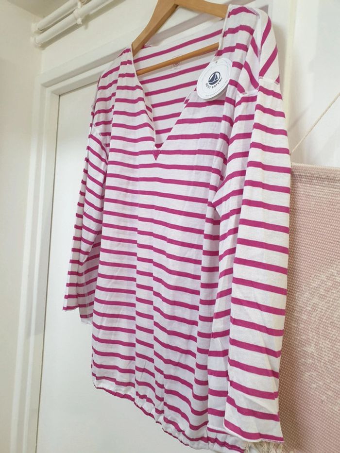 Haut Blouse Top Marinière 100% coton Petit Bateau Taille 16 ans ou M