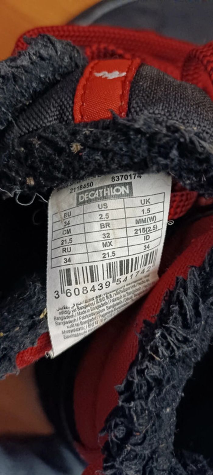 Chaussures montagne hiver Queshua noir et rouge taille 34 - photo numéro 7