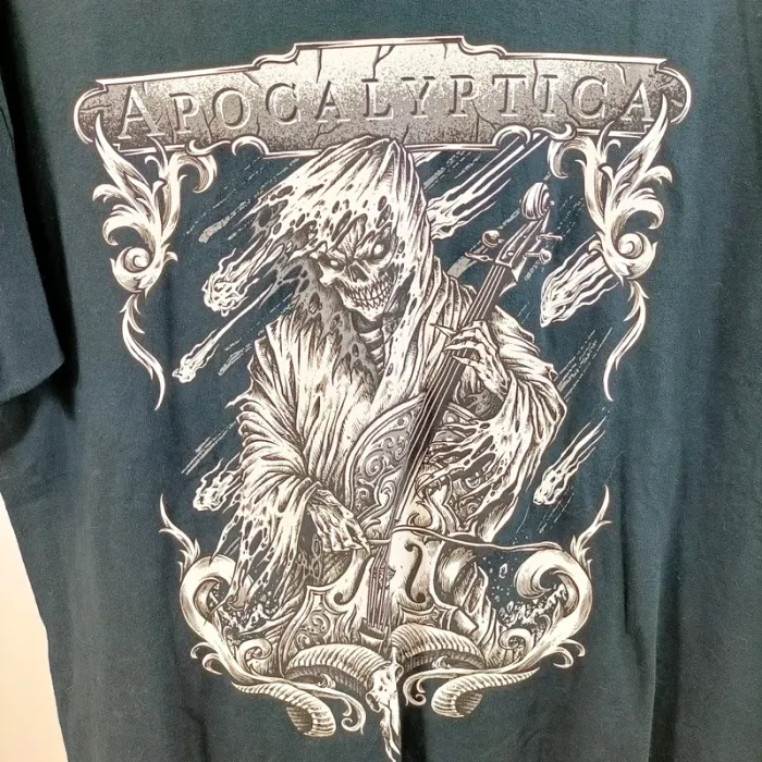 T-shirt Apocalyptica bleu vintage oversize heavy cotton Gildan taille L unisexe A1503 - photo numéro 2