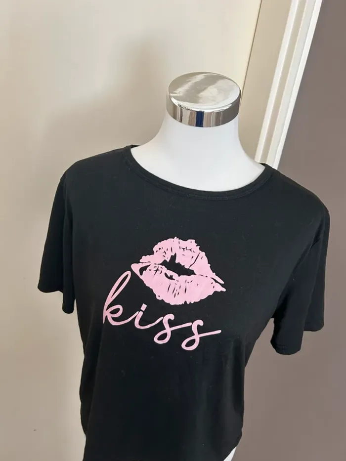 T-shirt haut kiss noir, femme, taille L - photo numéro 5