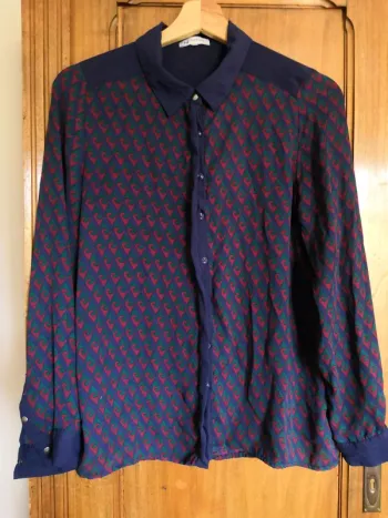 Blouse légère Naf Naf taille L bleu vert rouge