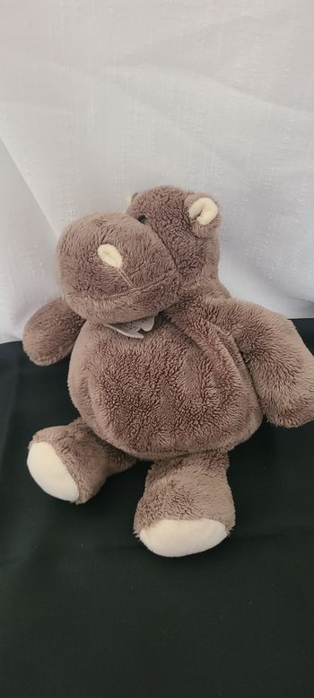 Peluche doudou hippopotame HISTOIRE D'OURS brun marron blanc crème