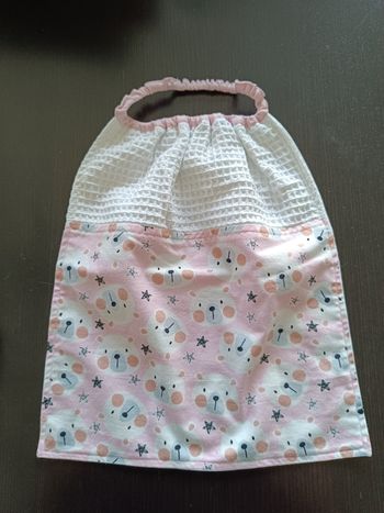 Bavoir 29 x 32  cm ours maternelle crèche nounou - avec élastique - réversible - neuf