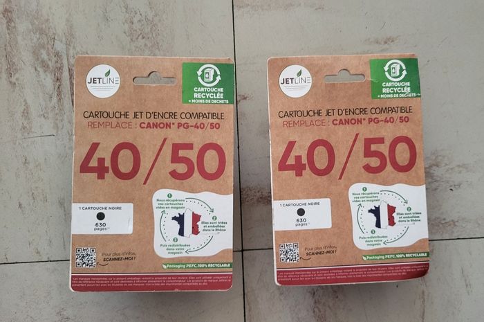 Lot 2 cartouches noire jet line 40/50