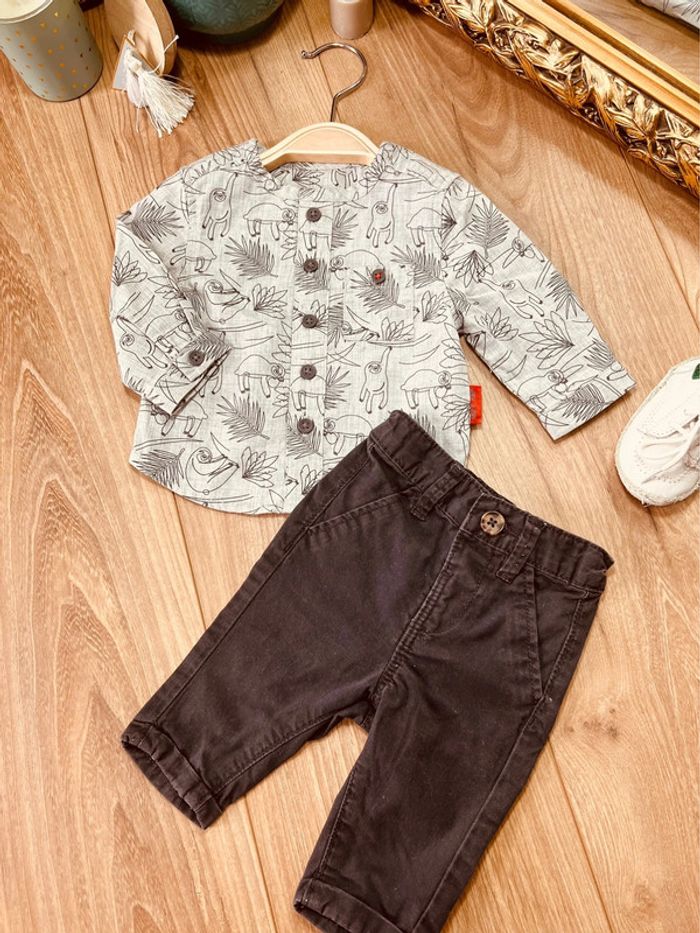 Taille 1 mois ensemble 2 pièces garçon Kiabi gris * animaux * 💙 - photo numéro 4