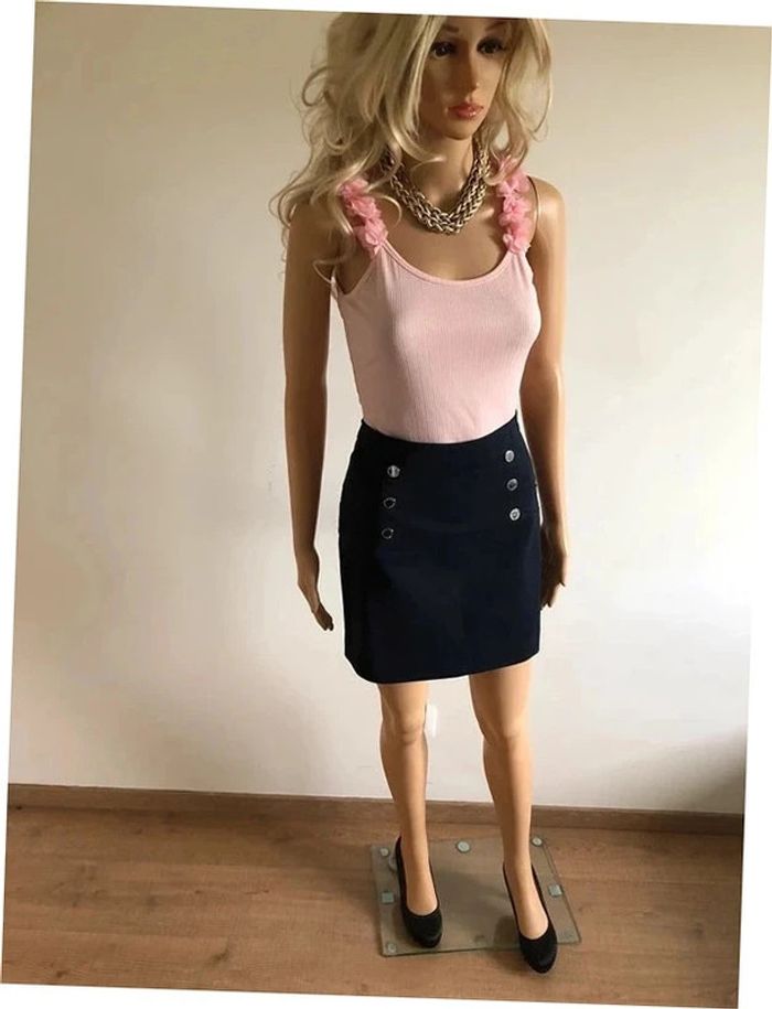 Jupe bleue marine neuve Morgan taille 40 (taille petit) - photo numéro 4