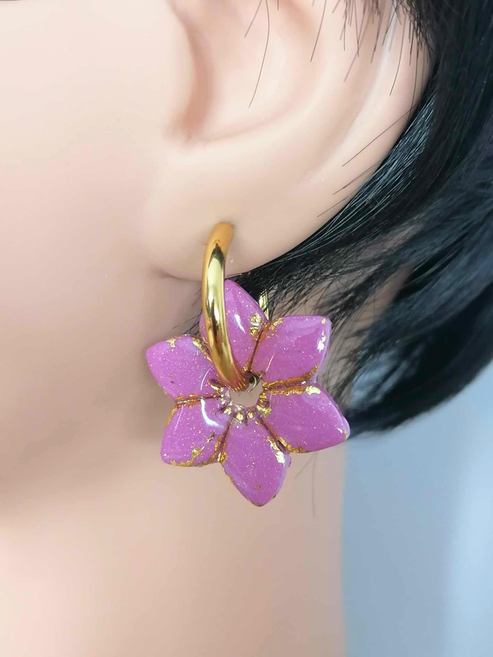 Pampilles fleurs colorées en pâte polymère – Charms interchangeables pour boucles d’oreilles - photo numéro 4