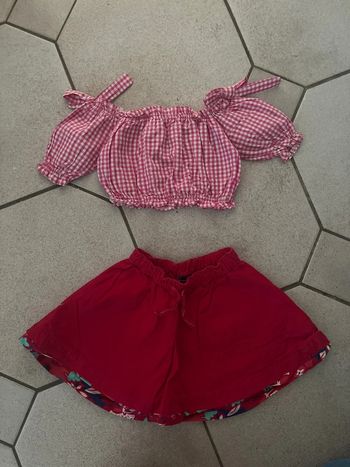 Ensemble jupe et tee shirt Vichy taille 3 ans