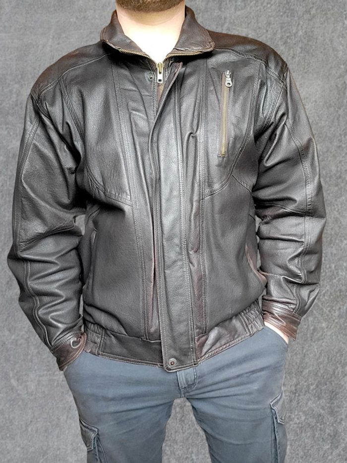 Cuir vintage marron foncé taille 48 - XL - photo numéro 2