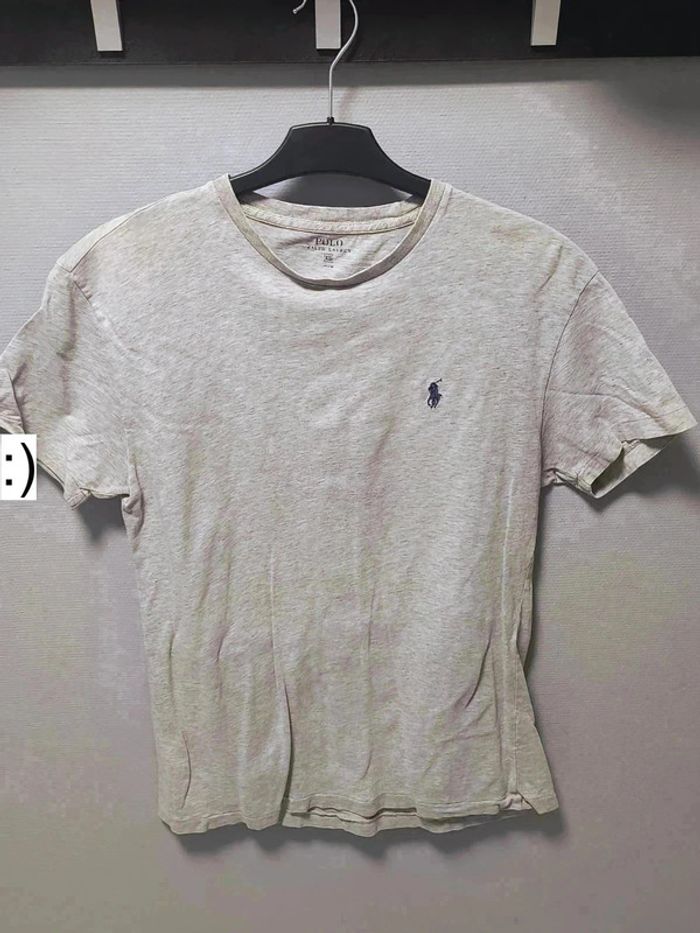 T-shirt vintage Polo Ralph Lauren gris chiné logo brodé – XS (style Y2K, casual chic) - photo numéro 2
