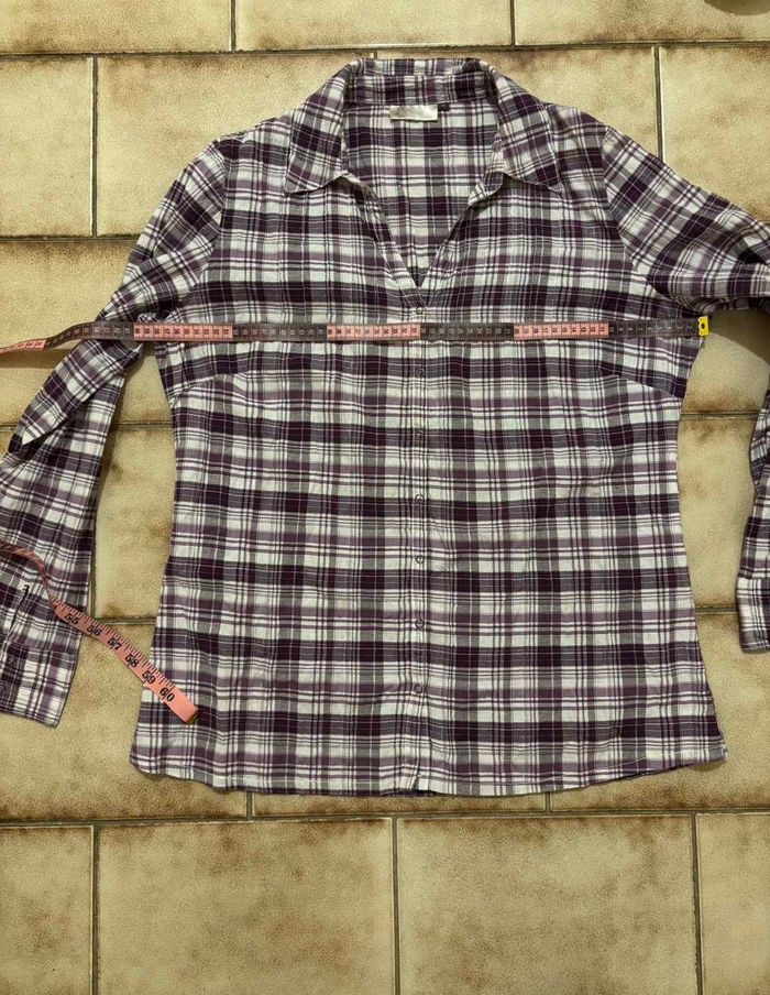 Chemisier à carreaux blanc et violet Taille 4XL / 48 - photo numéro 7