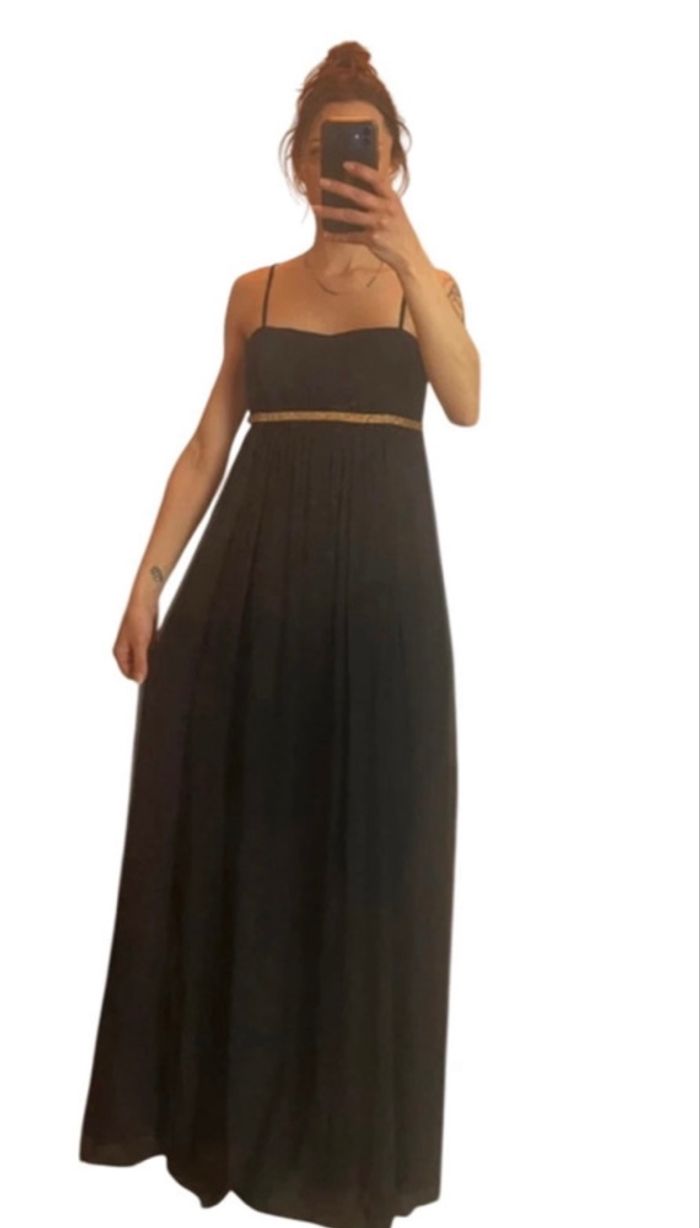 Robe longue noire 100% soie Maison 123 T36