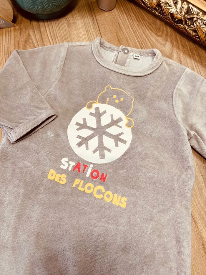 Taille 9 mois pyjama de Noël velours garçon beige * flocon * 💙 - photo numéro 2