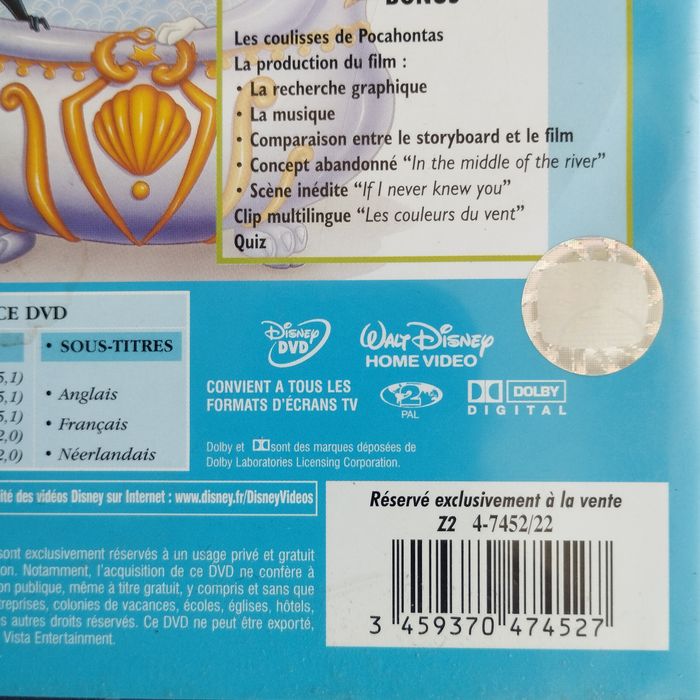 DVD Pocahontas Walt Disney - photo numéro 4