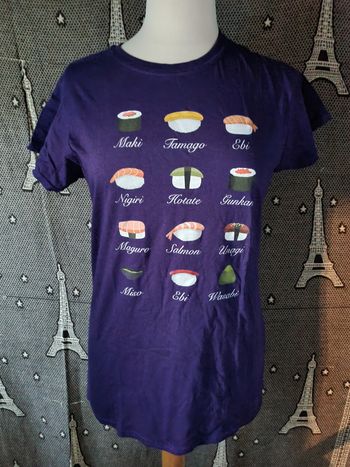 T-shirt violet imprimé Sushis 🍣 taille L