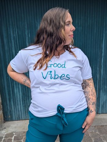 T-shirt Good vibes blanc/bleu canard
TU