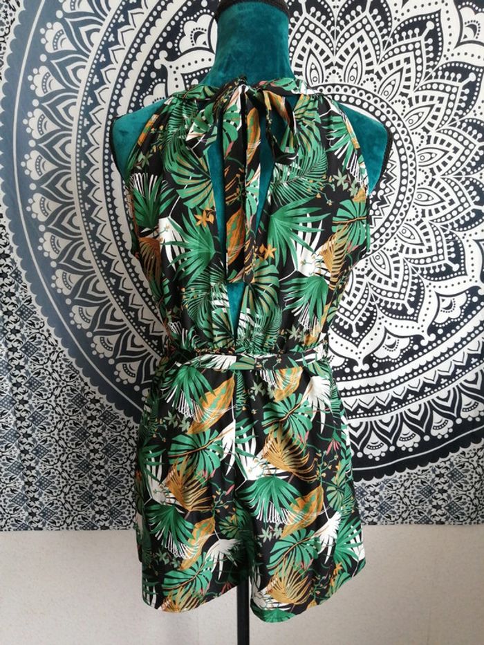 Combishort noire motifs tropicaux avec ceinture dos nu / shein / (XS) - photo numéro 5