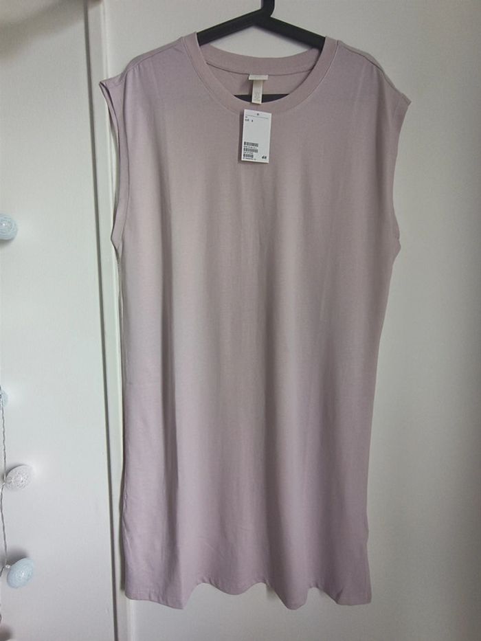 Robe t-shirt sans manches lilas clair 100% coton Taille S H&M Neuf avec étiquette - photo numéro 3