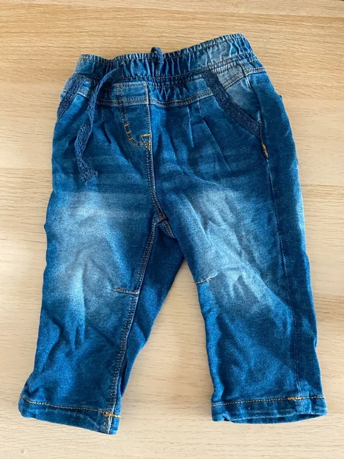 Pantalon jean legging bleu noir jacadi Paris 12 mois 74 cm beige fille bébé - photo numéro 10