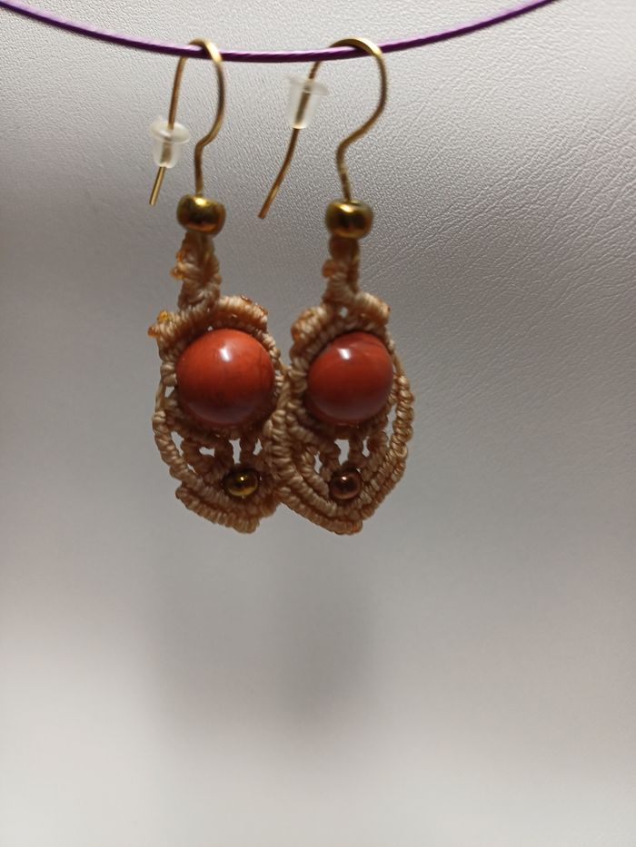 Boucles d'oreilles micro-macramé - photo numéro 2