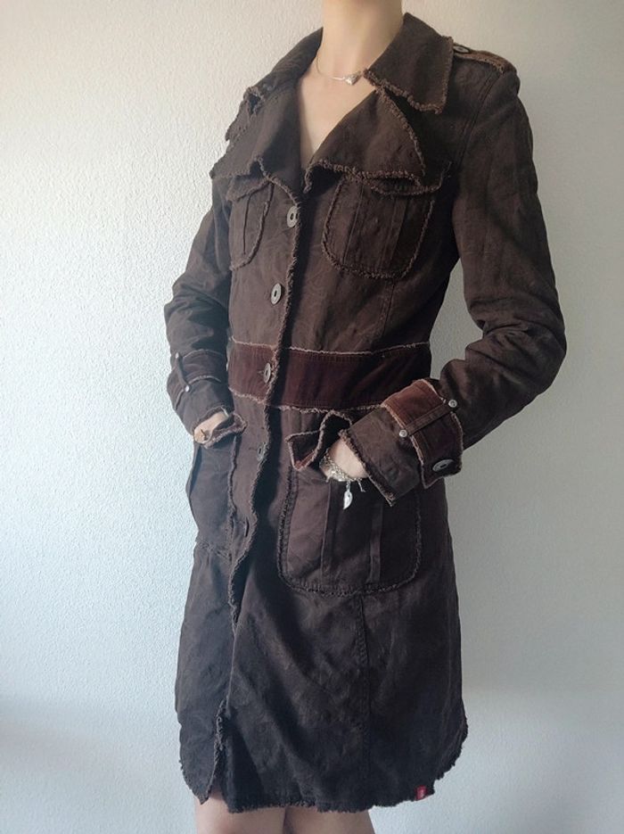 Long manteau marron y2k vintage officier/ EDC by Esprit - 38/M à 40/L - photo numéro 5