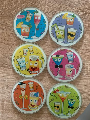 6 sous verre en verre