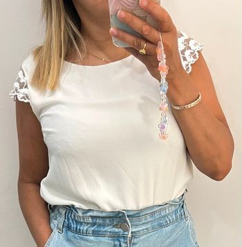 Blouse dos ouvert avec broderie et tulle Taille S