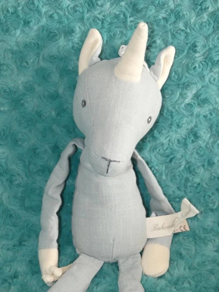 Doudou licorne bleu/gris Bukowski natural 🦄 tbe - photo numéro 2
