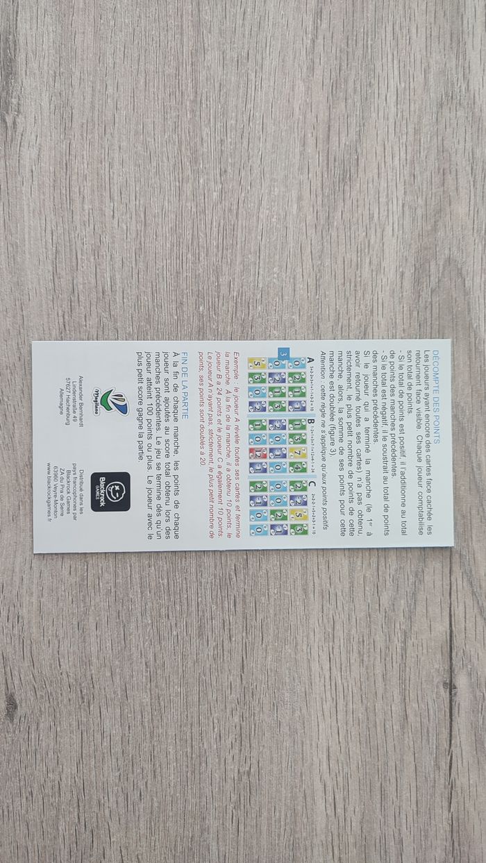 Notice seule pièce détachée Skyjo jeu de société #E15 - photo numéro 2
