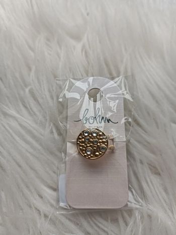 Bague ronde dorée en acier inoxydable strass Bohm Neuf