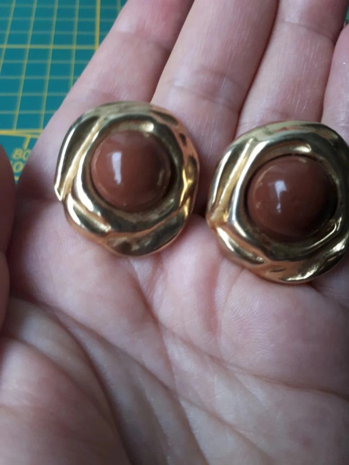 Boucles d'oreilles plaqué or vintage - photo numéro 4