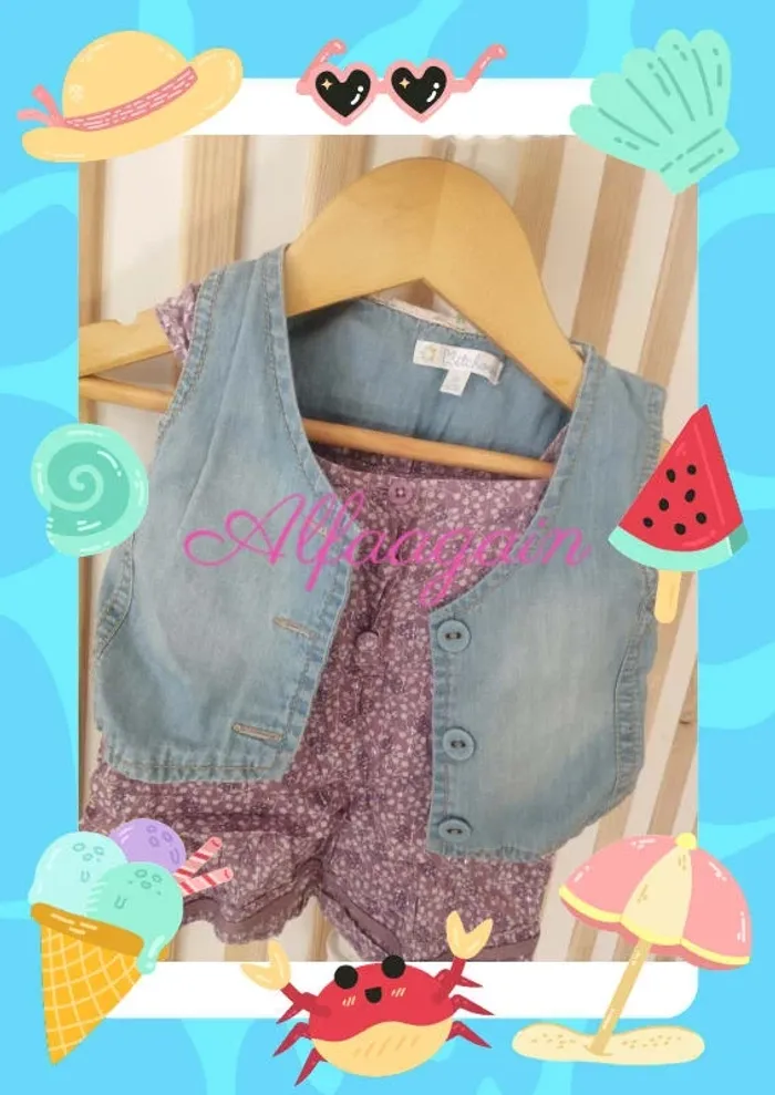 Ensemble blouse et Boléro jean 6mois - photo numéro 2