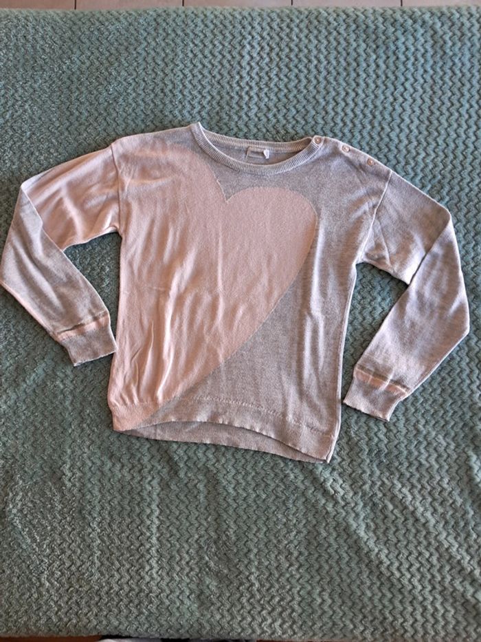 Pull cœur rose