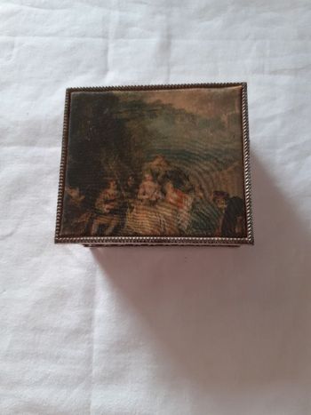 Boite à bjoux petite vintage gris et rouge vintage
