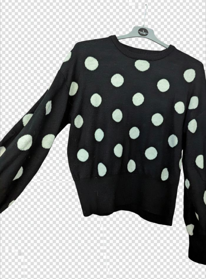 pull noir a pois blanc