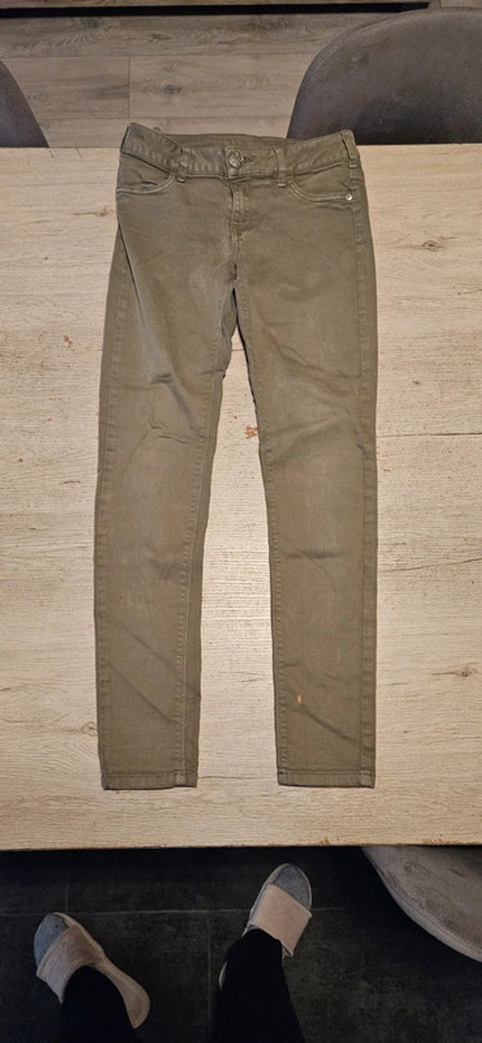 Pantalon fille stretch kaki, C&A, 164 (14ans)