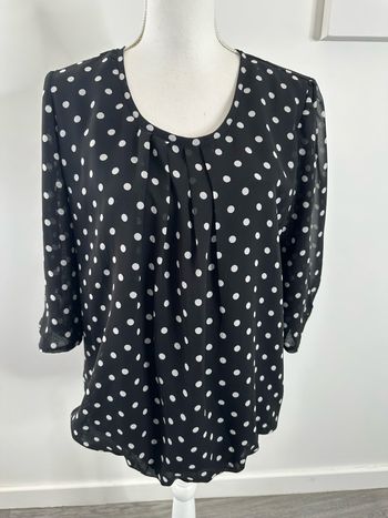 Blouse à pois noire et blanche Bonprix T44 XXL